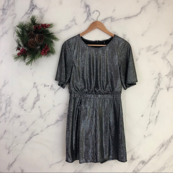 19 Cooper Pants - 19 Cooper Synthetic Silver Short Sleeve Romper